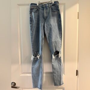 Abercrombie & Fitch Light Blue Skinny High Rise Distressed Jeans